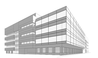 Fototapeta premium Office building sketch 