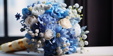 A Captivating Bouquet of Exquisite Blue Flowers, Radiating Beauty and Elegance Generative AI Digital Illustration