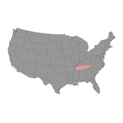 Tennessee state map. Vector illustration.