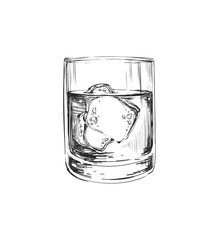 Whiskey Glass. Hand Drawn Drink  Illustration
