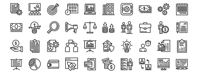 business icon set, finance icon set, e-commerce icon pack, line icon