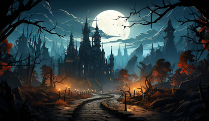 Halloween scene with moon