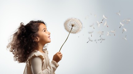girl blowing dandelion