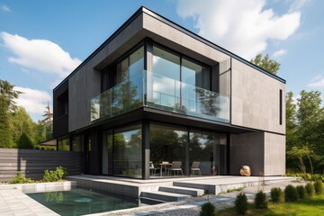 Fototapeta premium Modern villa in modern style, luxurious and spacious living space.