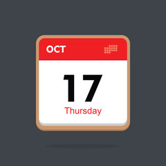 thursday 17 october icon with black background, calender icon