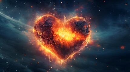 Burning heart in the sky