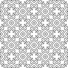 Abstract background with figures from lines. black and white pattern for web page, textures, card, poster, fabric, textile. Monochrome graphic repeating design.