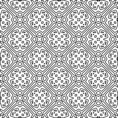 Abstract background with figures from lines. black and white pattern for web page, textures, card, poster, fabric, textile. Monochrome graphic repeating design.