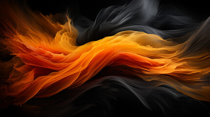 Combination of black and orange on a black background. Generative AI.