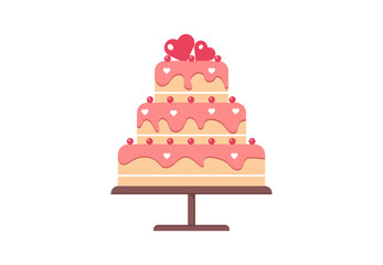 Festive wedding cake flat icon. Vector illustration