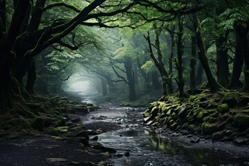 Enchanting Foggy Forest, Generative AI
