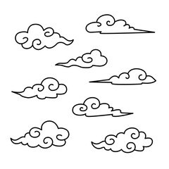 中華風の伝統雲（シンプル線画）