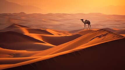 background with desert and camel Generative AI