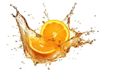 Naklejka na ściany i meble splash with orange isolated on white background