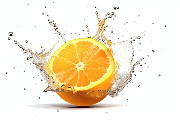 Fototapeta na wymiar splash with orange isolated on white background