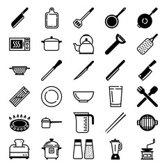 set of kitchen utensils icons