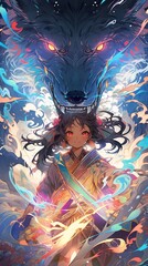 Obraz na płótnie Canvas Girl Magic Anime Warrior Goddess Sorceress Fantasy.