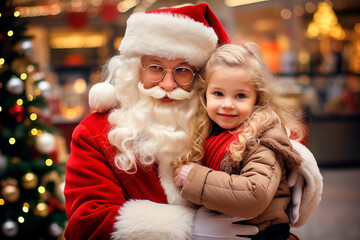 Children visit santa claus in the mall