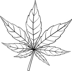 simplicity cannabis leaf freehand drawing