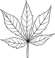 simplicity cannabis leaf freehand drawing