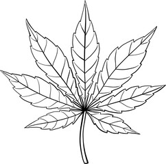 simplicity cannabis leaf freehand drawing