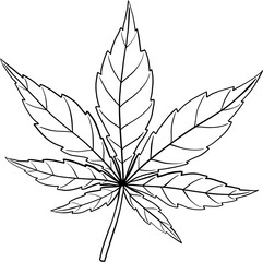 simplicity cannabis leaf freehand drawing