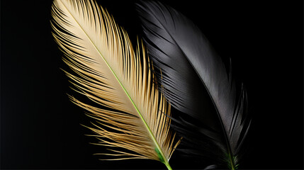 Yellow and black feathers. Generative ai.