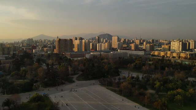 Aerial shot of parque O'higgins, Santiago de Chile