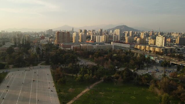 Aerial shot of parque O'higgins, Santiago de Chile