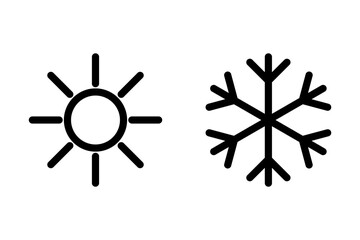 Fototapeta premium Sun and snowflake icons. Temperature concept