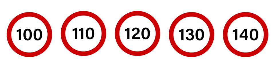 Speed limit sign icon set