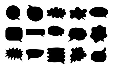 Black silhouette speech bubble vector illustration. Modern geometric shapes set.