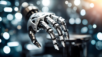 Metallic hand of a humanoid robot