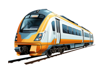 High speed Train isolated on transparent background. Generative Ai