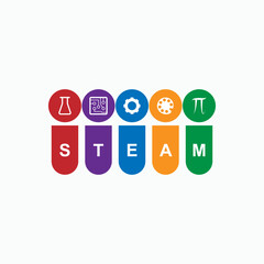 STEAM - Science, Technology, Engineering, Art and Mathematics Vector Color Icon For Education Application and Websites.