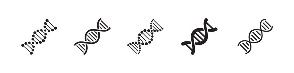 DNA vector icons set. Genetic concept. Life gene model bio code genetics molecule. Molecule, chromosome icon set. Pictogram of Dna vector, genetic sign, elements and icons collection. EPS 10