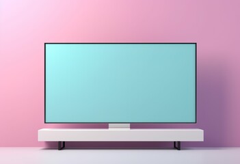 3d render Smart tv blank white screen modern wall