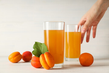 Composition with apricot, concept of tasty and fresh fruit