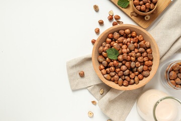 Healthy food and healthy nutrition concept, nuts - hazelnut