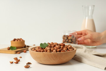 Healthy food and healthy nutrition concept, nuts - hazelnut
