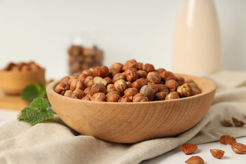 Healthy food and healthy nutrition concept, nuts - hazelnut