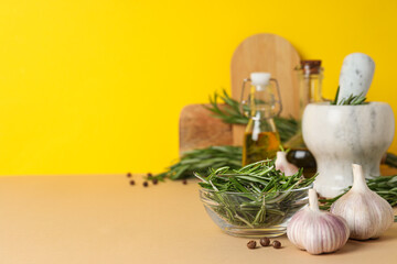 Seasoning and spices, rosemary, concept of seasoning