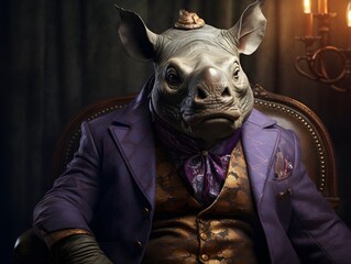 Obraz premium Elegante Stärke: Das modebewusste Nashorn
