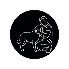 Fototapeta premium Animal volunteer black line icon. Pictogram for web page
