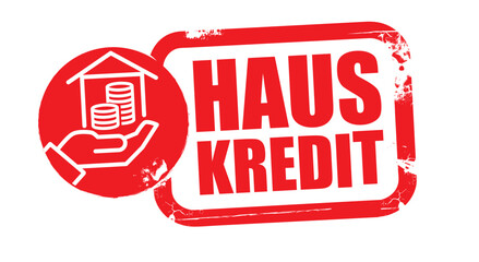 Stempel Hauskredit - Vektor Illustration mit deutschem Text