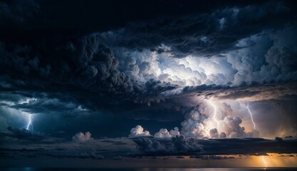 Fototapeta na wymiar Electrifying Skies A Dramatic Stormy Cloudscape ai generated