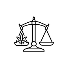 Legalization of marijuana black line icon. Medicine recipe sign.