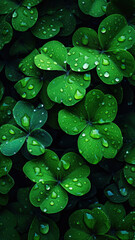 water drops on a green leaf,a photo of a bunch of clover leafs surrounded,water drops on a leaf
