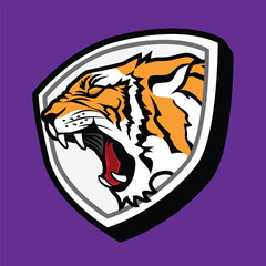 Angry Tiger Roaring Logo Vector Design