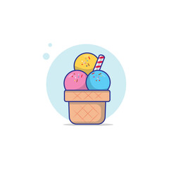 Delicious Ice Cream Vector Illustration. Dessert Icon Concept Isolated Flat Cartoon Style Design 